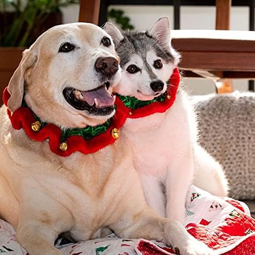 Huxley & Kent Ruff Pet Scrunchy | Elf (Extra-Small) | Festive Christmas/Holiday Neckwear for Dogs/Cats | Fun Stretchable Costume Accessory | Soft Collar with Bells
