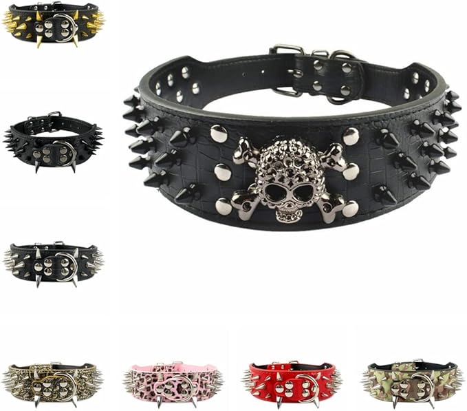 Serijoars Spiked Studded Dog Collar, PU Leather Dog Collar, Adjustable Pet Collars for Medium or Large Breed Pet (S, Camouflage5)