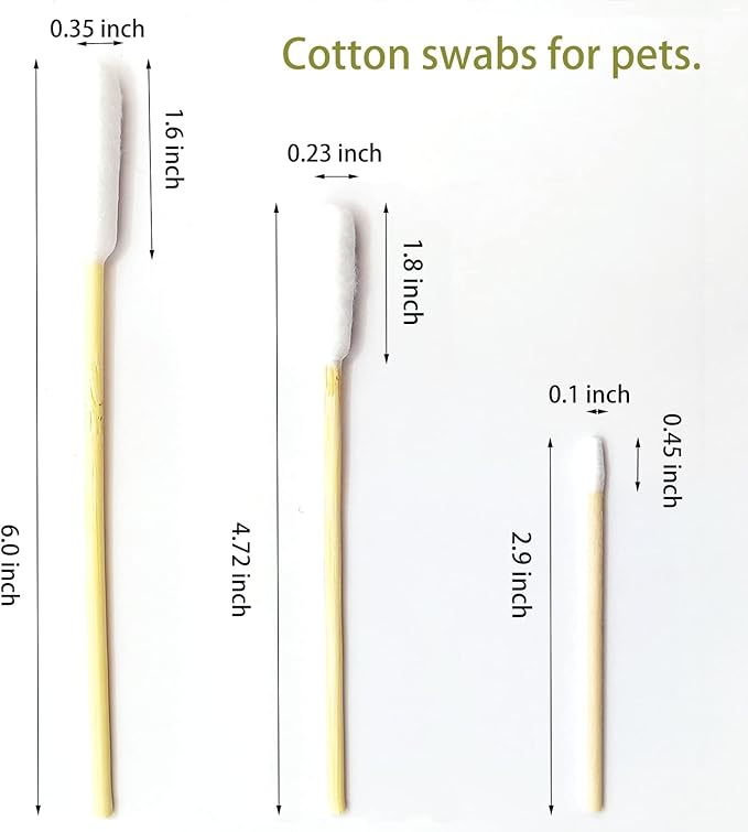 Long Cotton Swabs for Dog Ear Cleaning, 200pcs, 4.7 Inch Biodegradable Cotton Tips, Ideal for Ear Care & Wound Treatment, Portable Size, Eco-Friendly