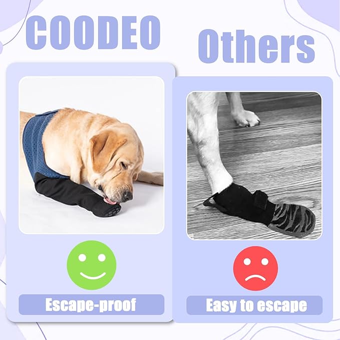 COODEO Dog Socks to Prevent Licking Paws, Healing Boots & Paw Protectors with Non-Slip Bottoms for Wound Protection, Waterproof Sleeve Shoes for Licking(Blue,M_Left