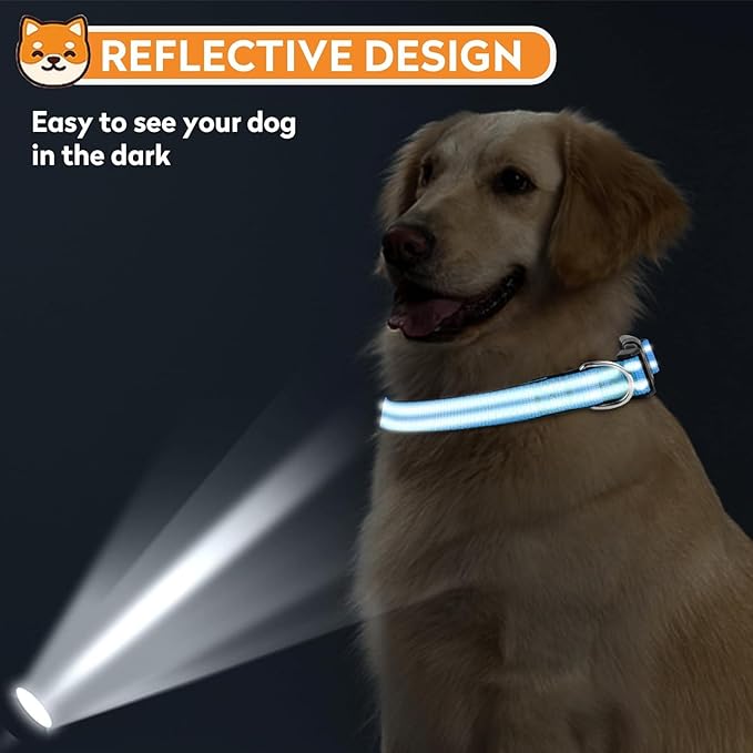 Reflective Dog Collar, Adjustable Soft Neoprene Padded Nylon Pet Collars with Buckle for Puppy and Small Dogs, Cats, Navy Blue,XS