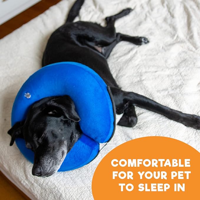 BENCMATE Inflatable Dog Cone Collar Alternative, Soft Dog Cone for Small Medium Large Dogs and Cats, Neck Recovery ECollar Donut Collar After Surgery (Large+, Donut-Strawberry)
