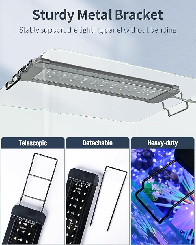 Pawfly 18 W Aquarium LED Light for 24 to 30 Inch Extendable Fish Tank Light with Full Spectrum Brilliant White Blue Red Lights with Daytime & Night Modes Timer Auto On/Off Adjustable Brightness