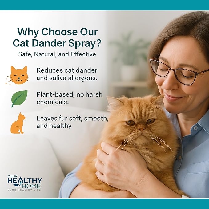 Cat Dander Remover Aloe Vera Free - Pet Dander Allergy Reducer Relief Dry Skin Spray for Cats and Humans| Cruelty-Free & Made in USA (2 Pack)
