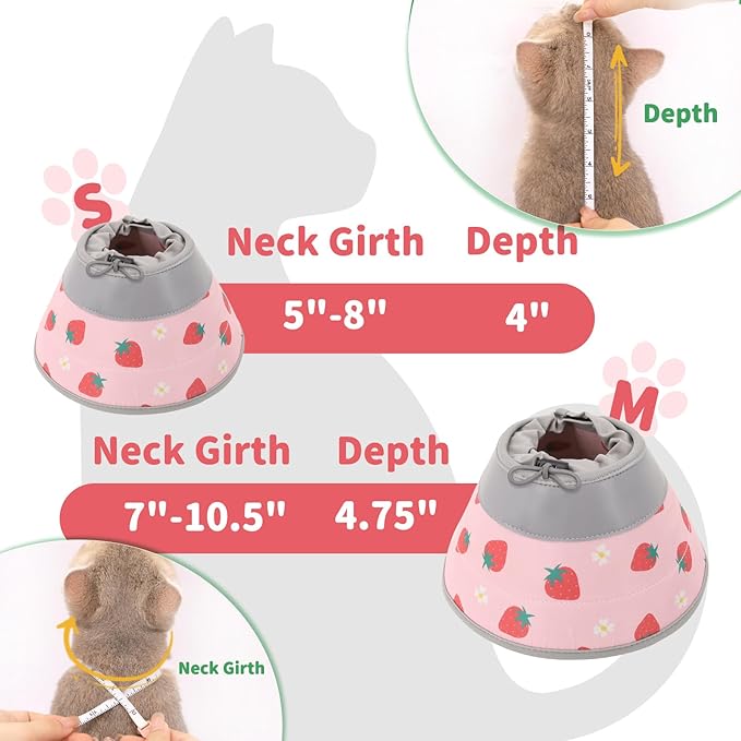 Cat Cone Collar Soft, Comfortable Cat Recovery Collar Pet Cone for Small Large Cats, Lightweight Elizabethan Collar for Cats Kittens After Surgery Prevent from Licking Wounds, Pink, M
