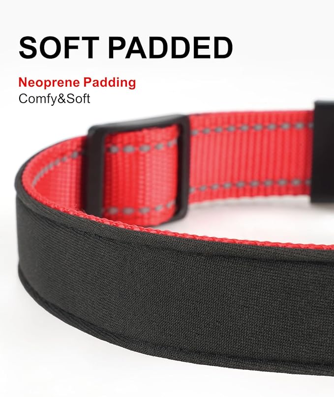 TagME Airtag Dog Collar,Waterproof Reflective Pet Collar with Airtag Holder,Soft Padded and Double D-Rings for Puppy,Red