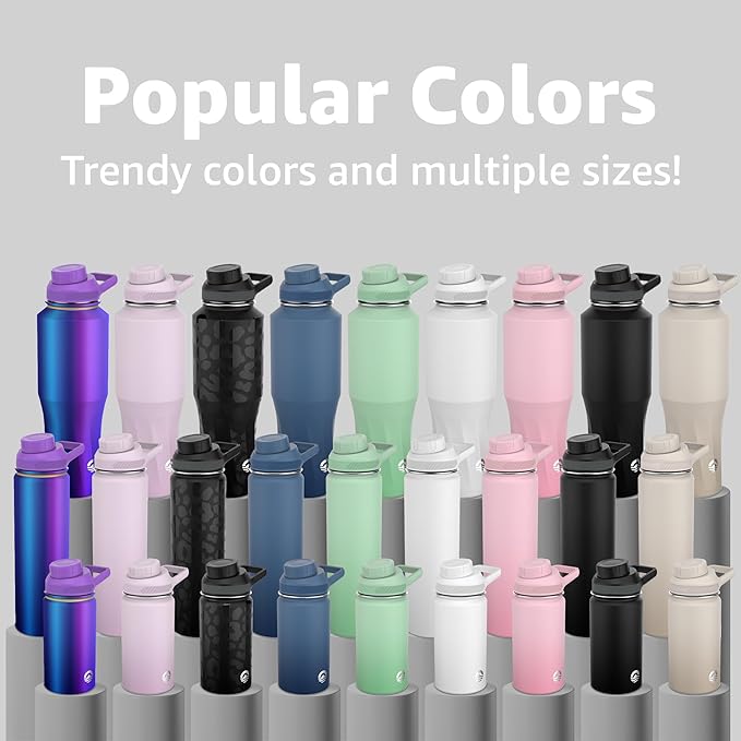 Chill Oasis Water Bottle | Compatible With Popular Flavor Cartridges | BPA Free, Leak Proof, Double-Walled Vacuum Insulated Stainless Steel, and Dishwasher Safe | Cold for 24 Hours (White, 12oz)