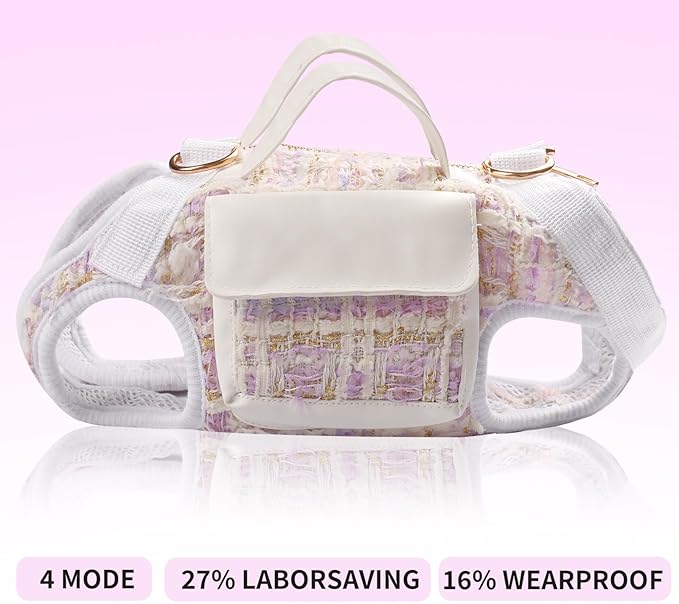 Dog Lift Harness Backpack for Small Dogs, Adjustable Straps Dog Sling Carrier for Hiking, Travel, Outdoor ā Purple Large