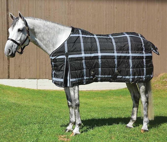 Country Pride Highland 1200D Lightweight Stable Blanket (68, BlackPlaid)
