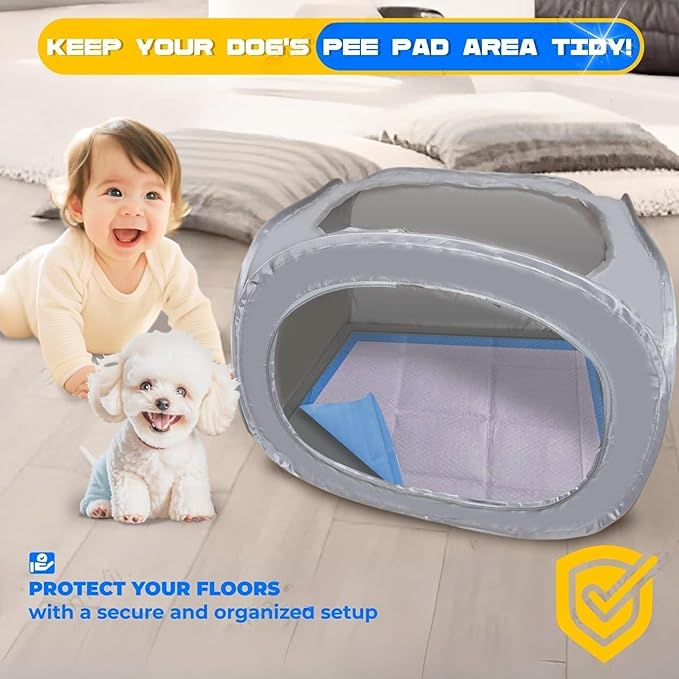 TidyFriend Cat Litter Box Enclosure 24” x 24” with Peepad Holder Tray Fits for 24” x 24” Pee Pad, Enclosed Small Cat Litter Box with Removable Wee Wee Pad Holder, High-Sided Pet Enclosure (Dark Grey)