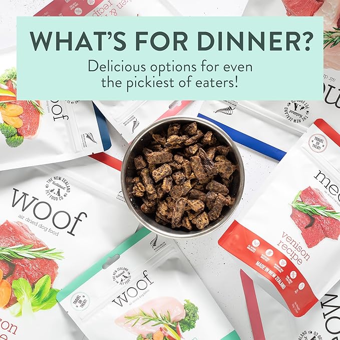 The New Zealand Natural Pet Food Co WOOF Air Dried Dog Bites - Beef Recipe, Air Dried Dog Food, High Protein Beef Food, Healthy Dog Food, 26.5 oz