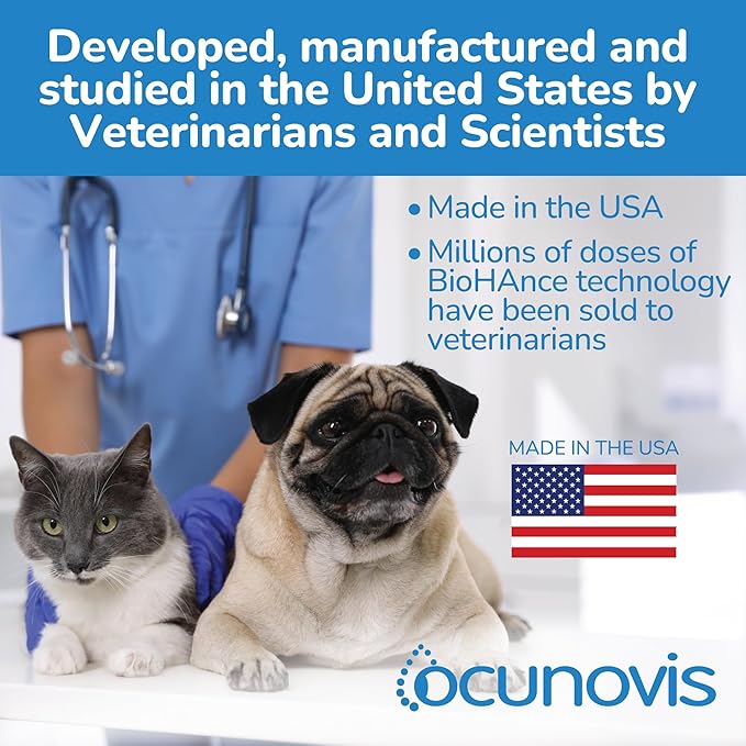 Sentrx - Ocunovis ProCare Gel Eye Drops for Dogs and Cats, Hydrating Cat and Dog Eye Drops with Hyaluronic Acid, Lysine, and Amino Acids, Preservative-Free and Antibiotic-Free, 5 ml