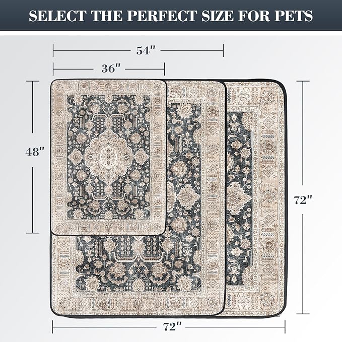 Thicken Washable Pee Pads for Dogs, Super Absorbent & Quick Dry, 54"x72" Reusable Dog Pads, Non-Slip, Multi-Purpose, Dark Navy Polyester