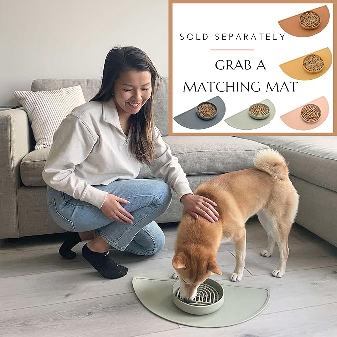 The Slowdown Bowl Silicone Slow Feeder for Dogs & Puppies, Slow Eating Modern Lick Mat Design, Reduces Gulping, Fits 2 Cups 7.5” Across x 1.5” Tall, Mealtime Challenge, Medium-Charcoal