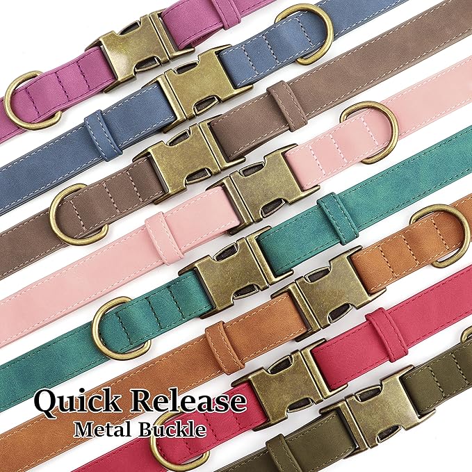 Didog Soft PU Leather Dog Collar, Stylish Quick Released Dog Collars for Medium Dogs, Easy Clean Adjustable Pet Collar for Daily Walking, Light Brown, M Fit 13-21" Neck