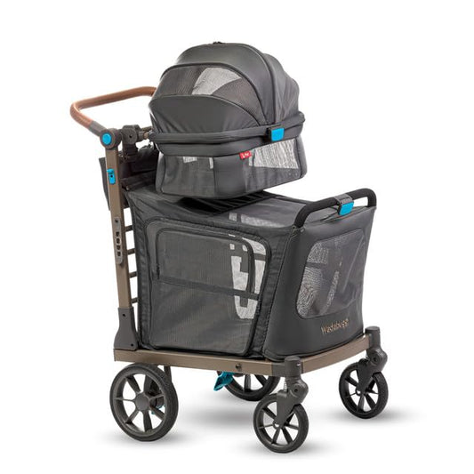 Pet Two Foldable Cart - Adjustable & Portable Pet Stroller with Caddy, Foam Filled Rubber Wheels, Storage - Carriage for Small & Medium Dogs, Cats Under 75 lbs