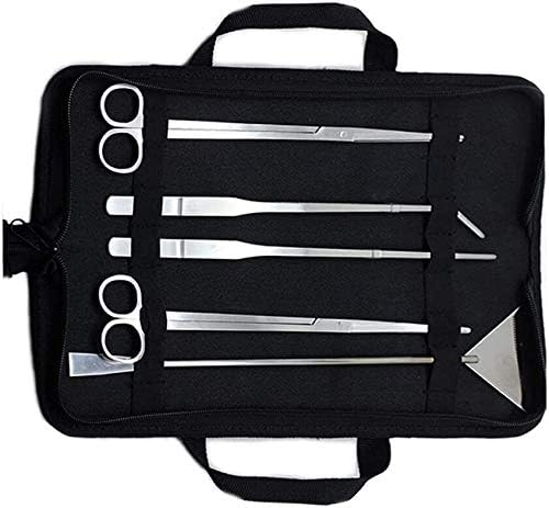 Aquascaping Tools 5 in 1 Kit Aquarium Scissors Plant Tools Curved & Straight Scissor Tweezers Spatula Stainless Steel Anti Rust Aquascape Tools for Fish Tank