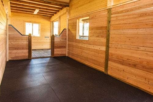 American Floor Mats - Heavy Duty Stall Tiles - Stable/Horse Flooring - Thick, Durable Rubber Solid Black 4 Center Tiles 3/4" Thick Expansion Set