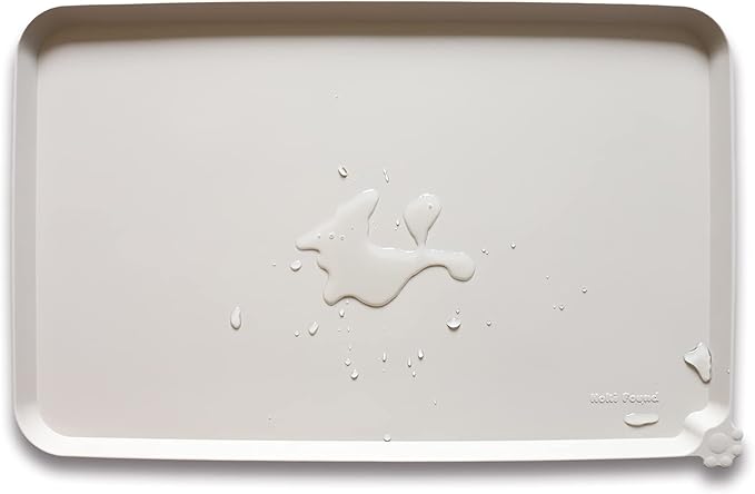 Hoki Found XX-Large Silicone Pet Feeding Mats - Non Slip Dog Cat Bowl Placemats - Waterproof for Carpet - Cream Brown
