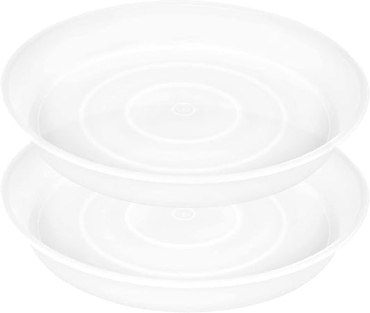 2 Pack of 8 inch Plant Saucer Clear, Heavy Duty Plastic Plant Water Tray 8 inch Round, Flower Plant Saucers for Indoors No Holes, Plant Dishes Saucer for Planter 7"/8" (8", Clear)