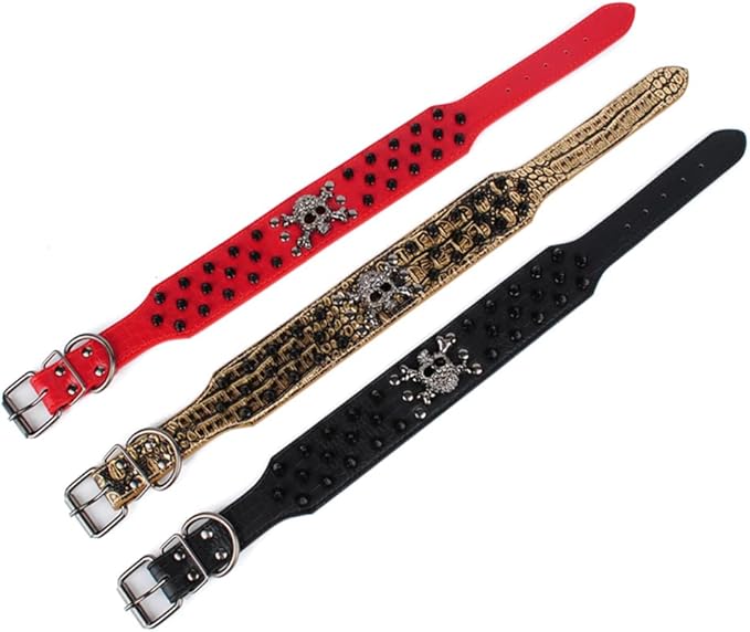 Serijoars Spiked Studded Dog Collar, PU Leather Dog Collar, Adjustable Pet Collars for Medium or Large Breed Pet (L, Pink2)