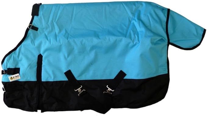 AJ Tack 1200D Waterproof Winter Pony Blanket - 300g Heavyweight Turnout with Fleece Collar, Shoulder Gussets & Tail Flap - Turquoise 54"