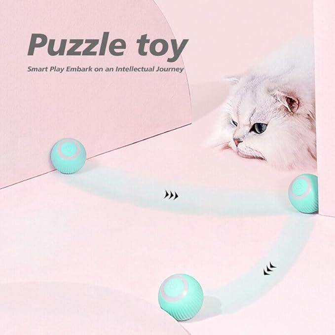 Power Ball 2.0 - Interactive Smart Cat Toy, Automatic Rolling Ball for Indoor Cats, USB Charged (Blue)