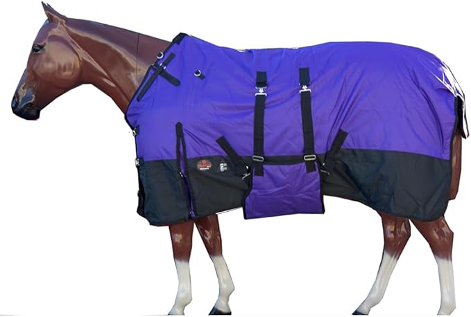 HILASON 1200D Winter Waterproof Poly Horse Turnout Blanket Belly Wrap Purple | 68 in