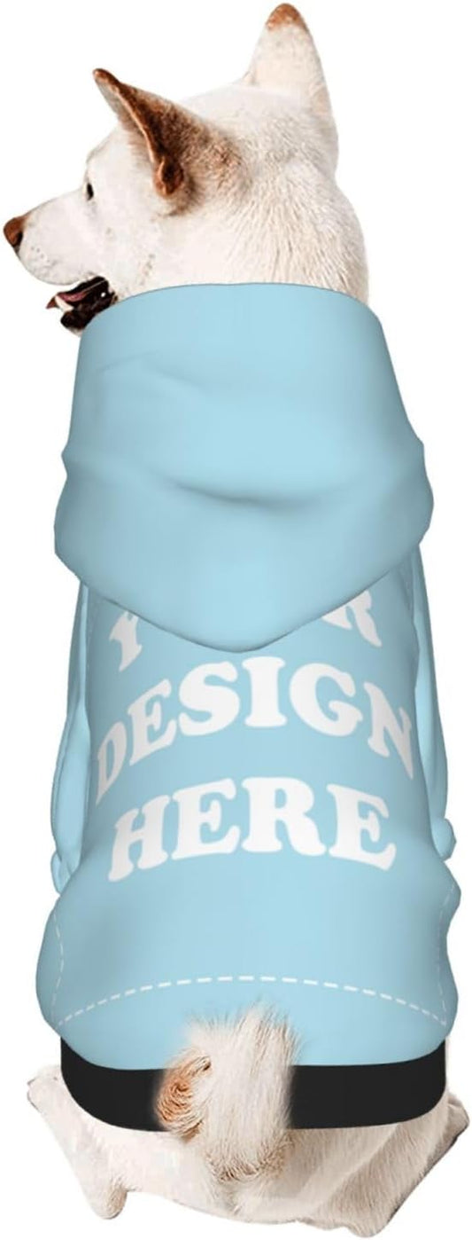 Personalized Dog Hoodie, Custom Dog Costumes for Small Dogs, Holiday Happy Dog Clothes Football Pet Shirt Sweater with Name Number for Girl/Boy Cats/Kitten, LightBlue, S