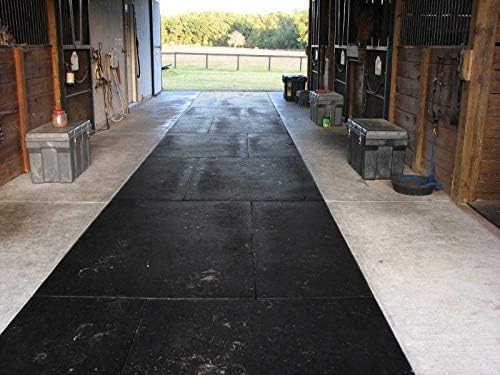 American Floor Mats - Heavy Duty Stall Tiles - Stable/Horse Tiles - Thick, Durable Rubber Flooring Solid Black 1 Center Tile 1/2" Thick