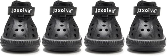 JZXOIVA Dog Shoes for Hot Pavement, Dog Booties for Medium Dogs, Breathable Dog Boots & Paw Protectors, Adjustable Non-Slip Dog Rain Booties, Waterproof Pets Sandals for Beach Black Size 5