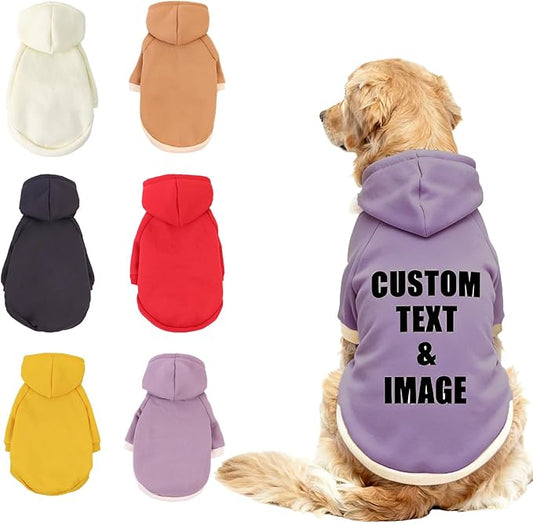 Custom Dog Hoodie, Personalized Sweatshirt with Photo Text Name Logo, Customized Hooded Sweater for Small Medium Large Dogs & Cats (Purple, XXX-Large)