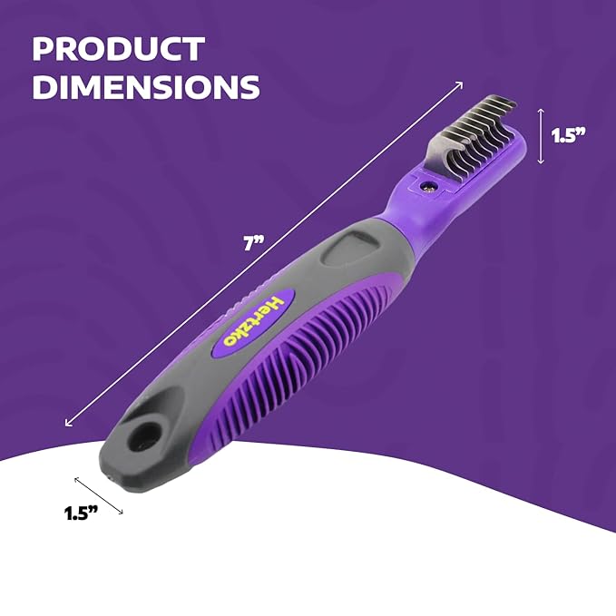 Hertzko Cat and Dog Dematting Tools Single Sided Dog and Cat Dematting Comb - for All Pets - Effortlessly Removes Tangles, Mats, and Loose Fur - Safe, Easy Grooming for Cats and Dog - Large
