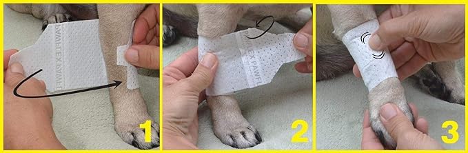 Basic Leg Bandages for Dogs, Cats and Other Pets First Aid Non-Adhesive Fur Friendly - Value 10 Pack (5 Standard, 5 Wide) by PawFlex (XXX-Small)