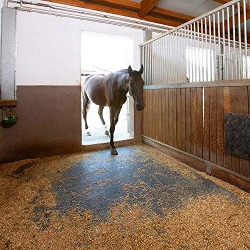 American Floor Mats - Heavy Duty Stall Tiles - Stable/Horse Tiles - Thick, Durable Rubber Flooring Solid Black 12' x 12' Set 3/8" Thick (36 Tiles Total)