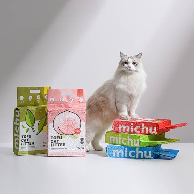 Tofu Cat Litter Natural Clumping Tofu Cat Litter, Fast Clumping and Easily Scoop-able 5.5lb/88oz 5 Scents - Watermelon, 2 Pack