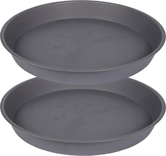 2 Pack of 10 inch Plant Saucer Gray, Heavy Duty Plastic Plant Saucer 10 inch Round, Durable Plant Tray for Pots, Plant Saucers for Indoors, Plant Trays for Planter 9"/10" (10", Cement)