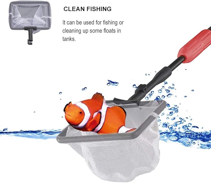 UPETTOOLS Aquarium Clean Tool 6 in 1 Fish Tank Cleaning Kit Algae Scraper Scrubber Pad Adjustable Long Handle Fish Tank Brush Cleaner Set