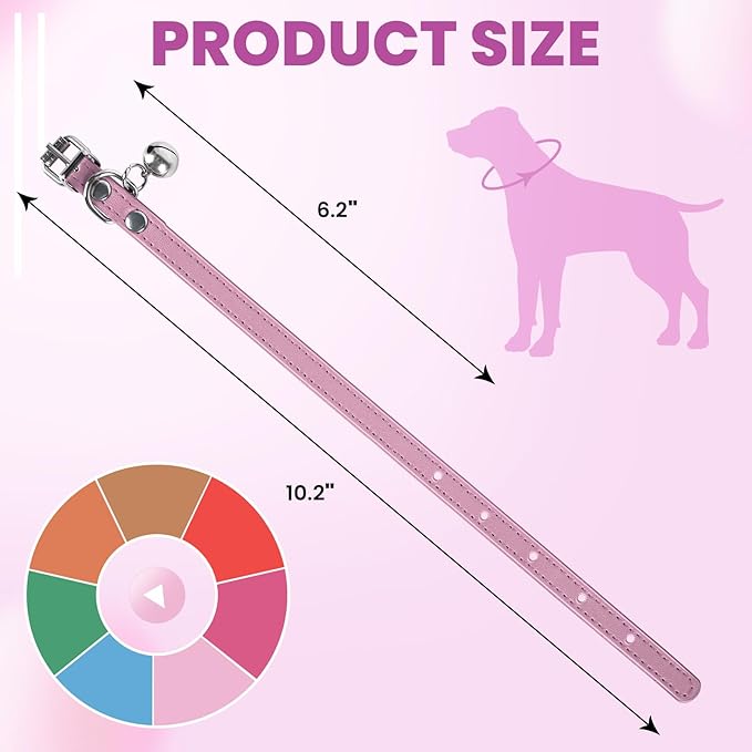 XXS Dog Collar for Teacup Adjustable Teacup Dog Collar for Small Medium Large Dogs 3/8 inch Width (Pink, XXS)
