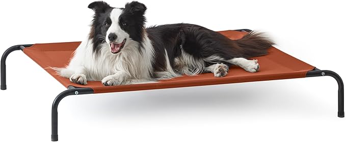 Love's cabin Elevated Cooling Dog Bed for Large Dogs, Portable Indoor & Outdoor Raised Pet Dog Cat Cot, Durable Summer Frame with Breathable Mesh, Terracotta, 48 inches