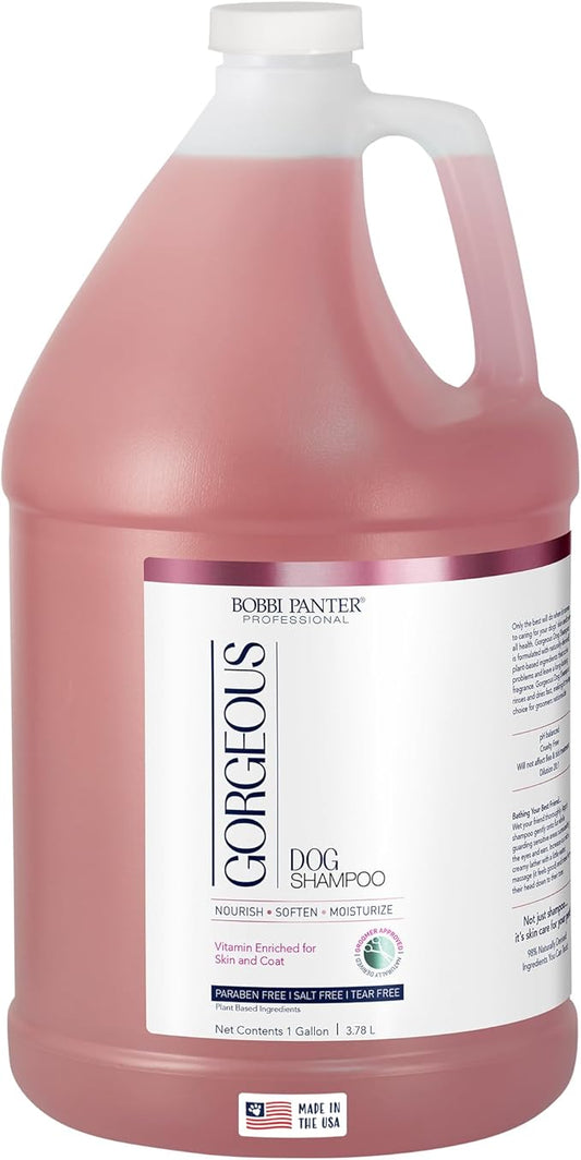 Bobbi Panter Gorgeous Dog Shampoo for Natural Brightening & Whitening, Naturally Derived Ingredients, Tear-Free, Salt-Free, Paraben-free, pH-Balanced, Peach Scent, 20:1 Concentrated Formula, 13 oz