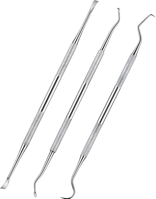 Hotop 3 Pieces Dog Dental Tooth Scaler and Scraper Stainless Double Headed Tarter Removing Tool Scraper Pet Teeth Cleaning Tools for Dog and Cat (Silver)