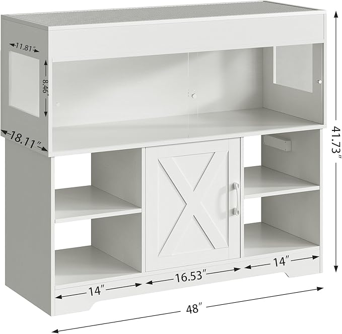 60 Gallon Reptile Tank with Stand, Terrarium Tank with Storage Cabinet, for Lizards, Skinks, Snakes, Sliding Acrylic Doors, Mesh Top, Built-in Power Outlet White PX02RTW