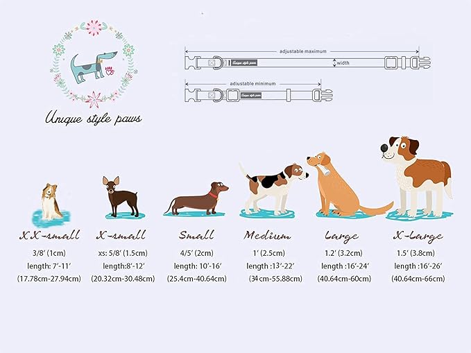 Unique style paws Dog Collar Metal Buckle Collar Gift for Small Medium Large Boys Girls Dogs, pizza