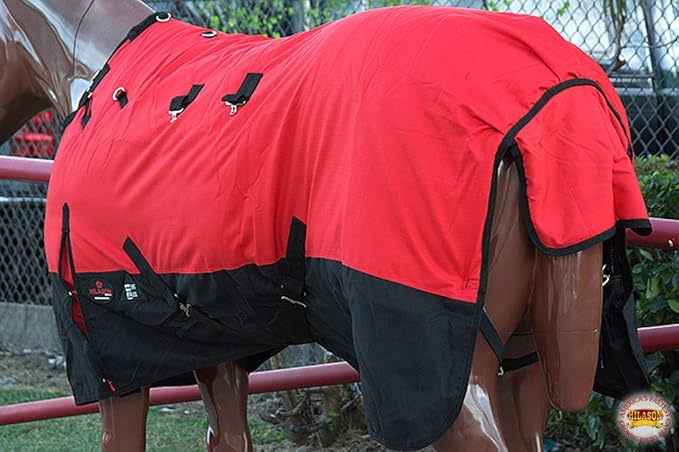 HILASON 1200D Winter Waterproof Poly Horse Turnout Blanket Belly Wrap Red | 72 in