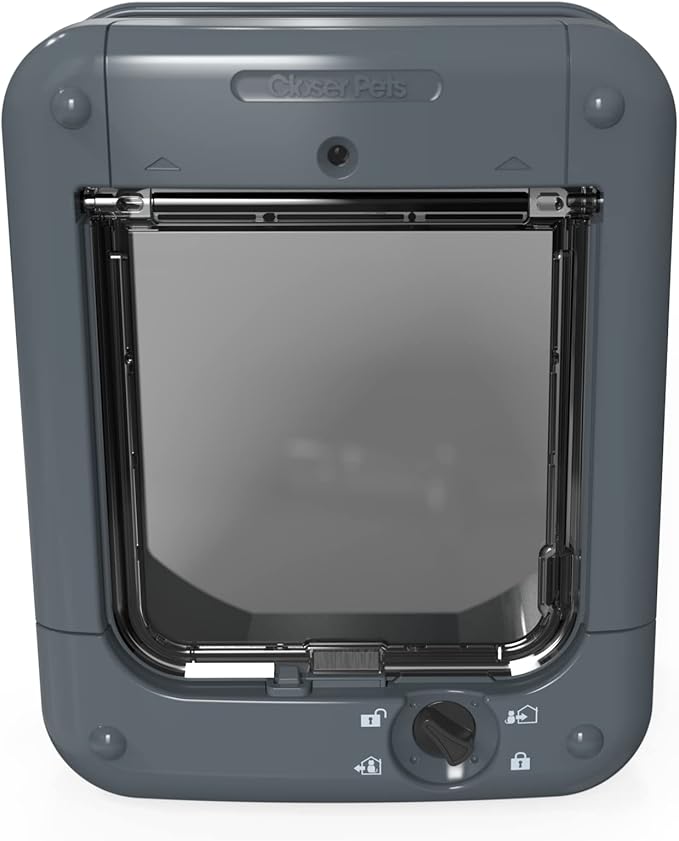 Closer Pets Microchip Activated Cat Flap (360) - ISO and AVID Compatible, for Small to Medium Cats, Accommodates up to 30 Pets, for Single/Multiple glazing, UPVC, walls and Wood, Grey