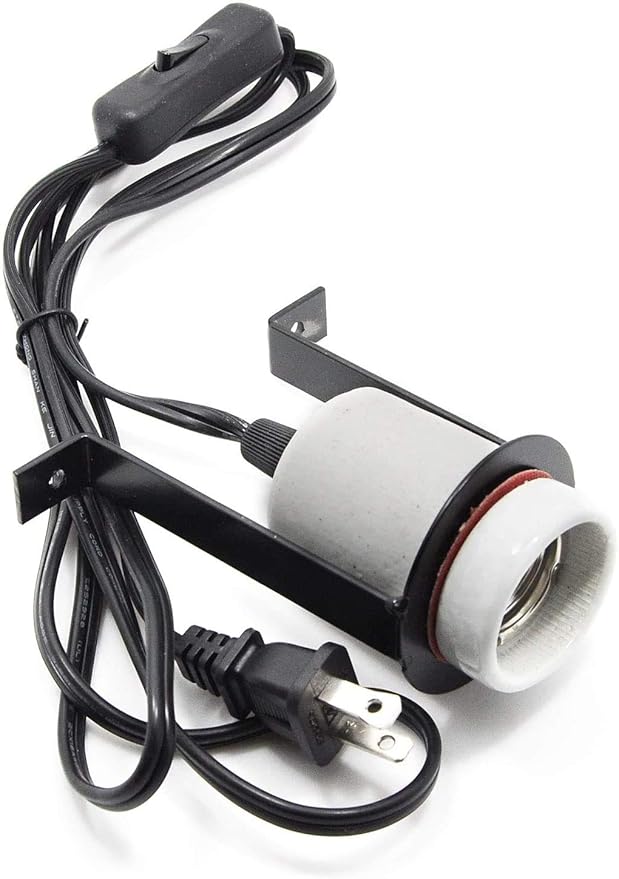 Reptile Ceramic Heat Lamp Holder Pet Heater Bracket for Heat Lamp Bulb 300W(Bulb Not Included)