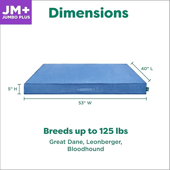 FurHaven Cooling Dog Bed – XXL Foam Mattress for Joint Pain Relief, Waterproof Liner, Removable Washable Cover, Durable for Outdoor Use, Deluxe Grid Indoor/Outdoor Bed – Blue, Jumbo Plus
