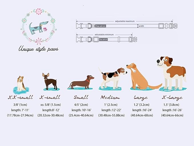 Unique Style Paws Metal Buckle Rose Collar - Durable & Cute for Small to Large Dogs