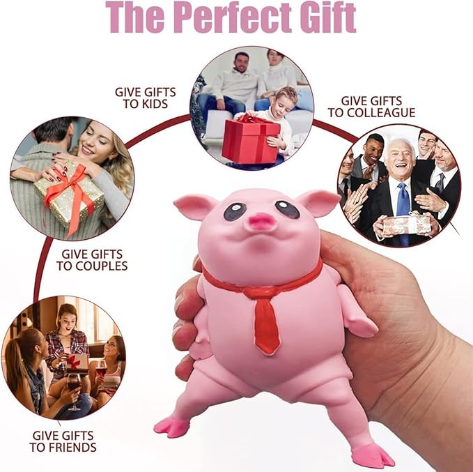 Stretchy Glue-Sand Filled Rubber Pig, Latex Piglet Soft Decompression Doll Toy, Animal High-Elastic Stretchable, Decompression Toy for Adults and Children